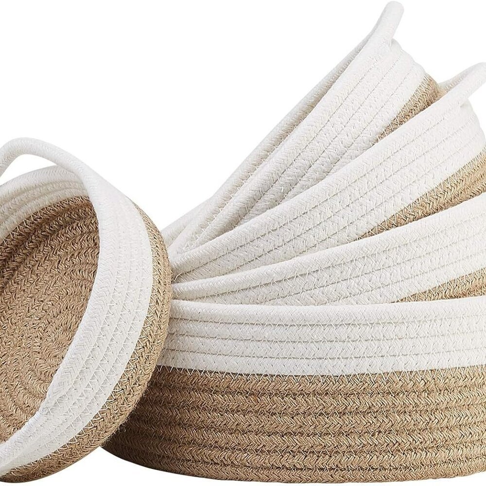 5-Piece Round Small Woven Baskets Set– Cotton Rope Baskets for Organizing! Monte